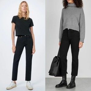 Re/Done Comfort Stretch High Rise Stove Pipe in Jet Black Size 24